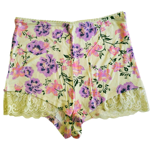 Free People Other - FREE PEOPLE Oh La La Booty boy short floral cheeky panties yellow undies XS NEW